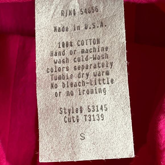 Vtg 80s 90s Two Potato Button Down Tie Back Short Sleeve Maxi Dress S Pink NOS - Picture 16 of 16